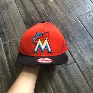 new era marlins orange black one size fits most